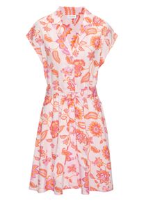 Lascana Damen Hemdblusenkleid, pink, modisch, Gr. 46, bedruckt, Web, Obermaterial: 58% Viskose, 28% Baumwolle, 14% Leinen, Kleider, aus Leinenmix,