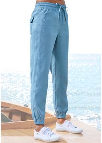 Lascana Damen Schlupfhose, blau, casual, Gr. 34, unifarben, Web, Obermaterial: 65% Lyocell, 35% Baumwolle, Hosen, aus Webware, leichte Stoffhose mit