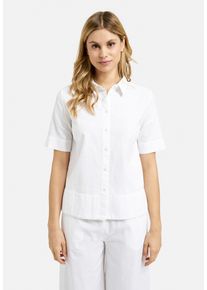 Milano Italy Damen Kurzarmbluse, weiß, casual, Gr. 44, unifarben, Material: 50% Baumwolle, 50% Leinen, Blusen, mit Seitenschlitze