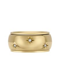 Fossil Damen Fingerring "Schmuck Geschenk Edelstahl Ring SADIE, JF04835710", 17,5, Edelstahl, 10mm, gold, Edelstahl, Fingerringe, mit Glasstein