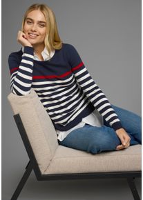 AJC Damen Streifenpullover, bunt, casual, Gr. 48, gestreift, geringelt, bestickt, Feinstrick, Obermaterial: 85% Baumwolle, 15% Polyacryl, Pullover,
