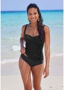 Lascana Damen Tankini-Top "Comfy", schwarz, Gr. 36, unifarben, Recycling-Polyamid, Bikini-Oberteile, Bequeme Passform ohne Bügel