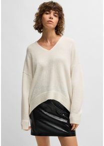 BOSS Orange Damen Strickpullover "Fondella Premium Damenmode", weiß, modisch, Gr. L, unifarben, Strick, Obermaterial: 52% Wolle, 26% Polyamid, 22%