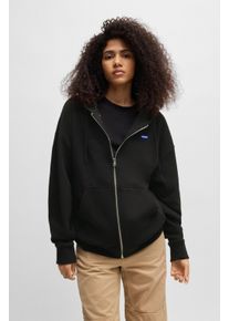 HUGO BLUE Damen Sweatjacke "Doa", schwarz, casual, Gr. S, unifarben, Sweatware, Obermaterial: 100% Baumwolle, Sweatjacken, mit Kapuze, Logo-Badge