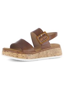 Gabor Damen Keilsandalette "RHODOS", Gr. 38, braun, Kalbsleder, unifarben, modisch, Schuhe, Riemchensandale, Sommerschuh, Sandale in Weite G (=weit)