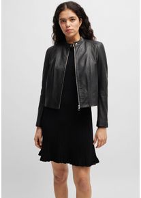 BOSS Orange Damen Lederjacke "Saleste Premium Damenmode", schwarz, casual, Gr. 44, unifarben, Obermaterial: 100% Lammleder, Jacken, mit Stehkragen