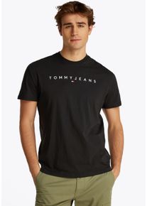 Tommy Jeans Herren T-Shirt "TJM REG LINEAR LOGO TEE EXT", schwarz, casual, Gr. XXL, Single Jersey, Obermaterial: 100% Baumwolle, Shirts