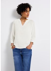 Street One Damen Schlupfbluse, weiß, casual, Gr. 38, unifarben, Web, Obermaterial: 100% Baumwolle, Blusen, mit Rüschen und im Tunika-Stil