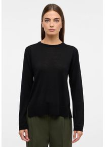 Eterna Damen Strickpullover, schwarz, casual, Gr. S, 100% Wolle (Merino), Pullover
