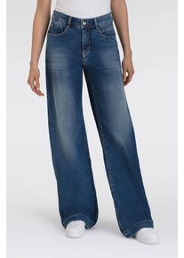 MAC Damen Weite Jeans "RICH PALAZZO"navy heavy wash, casual, Gr. 38, unifarben, Denim/Jeans, Obermaterial: 90% Baumwolle, 8% Polyester, 2% Elasthan,