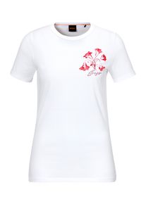 BOSS Orange Damen T-Shirt "Elogo Print Premium Damenmode", beige, casual, Gr. S, unifarben, Single Jersey, Obermaterial: 100% Baumwolle, Shirts, mit