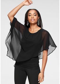 Laura Scott Damen Chiffonbluse, schwarz, feminin, Gr. 34, unifarben, Web, Single Jersey, Obermaterial: 100% Polyester. Top: 95% Viskose, 5% Elasthan,