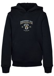 MisterTee Mädchen Kapuzensweatshirt "MisterTee Herren Kids BRKLN Hoody", schwarz, Gr. 158, bedruckt, 65% Baumwolle, 35% Polyester, Sweatshirts