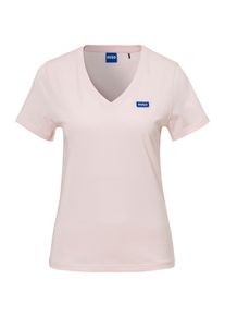 HUGO BLUE Damen T-Shirt "Classic V"light, pastel pink 684, casual, Gr. XS, unifarben, Single Jersey, Obermaterial: 100% Baumwolle, Shirts, mit Logo