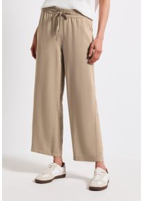 Street One Damen Stoffhose "Style Emee", beige, casual, Gr. 36, unifarben, Web, Obermaterial: 100% Viskose, Hosen, mit elastischem Bund mit Tunnelzug