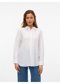 Véro Moda VERO MODA Damen Hemdbluse "VMLINN LINEN LS SHIRT WVN NOOS", weiß, modisch, Gr. L, unifarben, Web, Obermaterial: 55% Leinen, 45% Viskose, Blusen,