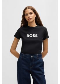 BOSS Orange Damen T-Shirt "Elogo Premium Damenmode", schwarz, casual, Gr. L, unifarben, Jersey, Obermaterial: 100% Baumwolle, Shirts, mit