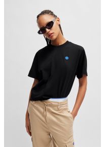 HUGO BLUE Damen T-Shirt "Vintage Tee", schwarz, modisch, Gr. M, unifarben, Single Jersey, Obermaterial: 100% Baumwolle, Shirts, mit Logo-Badge