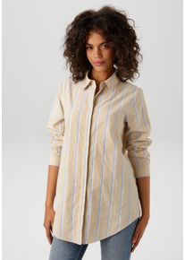 Aniston CASUAL Damen Hemdbluse, bunt, casual, Gr. 46, gestreift, Web, Obermaterial: 60% Baumwolle, 40% Polyester, Blusen, im pastelligen