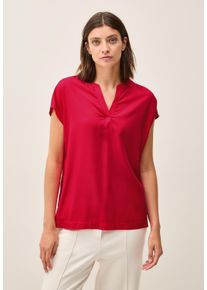 Cecil Damen Kurzarmbluseglazed apple rot, casual, Gr. XXL, unifarben, Web, Obermaterial: 100% Viskose, Blusen, mit geschlitztem Ausschnitt