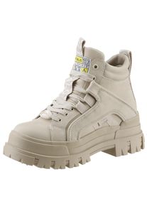 Buffalo Damen Schnürboots "ASPHA NC MID", Gr. 37, beige, Lederimitat, klassisch, Schuhe, Schnürstiefelette, High Top Sneaker mit weicher