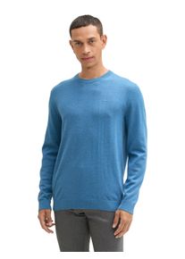 Tom Tailor Herren Rundhalspullover, blau, casual, Gr. S, Strick, Obermaterial: 100% Baumwolle, Pullover, mit Logostickerei