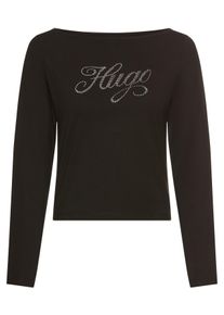 HUGO BLUE Damen T-Shirt "Dastja", schwarz, casual, Gr. L, unifarben, Single Jersey, Obermaterial: 94% Baumwolle, 6% Elasthan, Shirts, mit Graphic