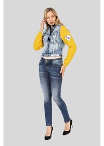 Cipo & Baxx CIPO & BAXX Damen Jeansjacke "Jacken", blau, casual, Gr. S, unifarben, 99% Baumwolle;1% Elasthan, Jacken, mit Sweat-Ärmeln