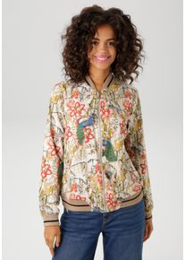 Aniston CASUAL Damen Blouson, bunt, modisch, Gr. 46, bedruckt, geblümt, Cru00eape, Web, Obermaterial: 100% Polyester. Futter: 100% Polyester, Jacken,