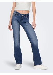 Only Damen Straight-Jeans "ONLALICIA REG STRT DNM DOT879", blau, casual, Gr. 29, Abriebeffekte, Denim/Jeans, Obermaterial: 93% Baumwolle, 5%
