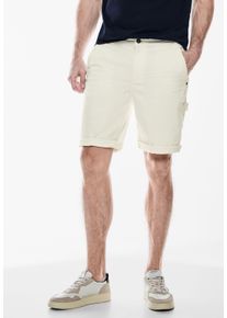 Street One MEN Herren Bermudas, weiß, casual, Gr. 30, unifarben, Web, 90% Baumwolle, 8% Polyester, 2% Elasthan, Hosen, im Cargo-Style