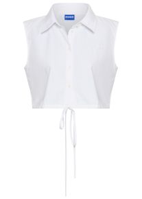 HUGO BLUE Damen Blusentop "Ejoy", weiß, casual, Gr. 40, unifarben, Web, Obermaterial: 100% Baumwolle, Blusen, in Wickeloptik, mit Logostickerei
