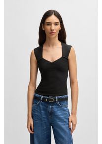 BOSS Orange Damen T-Shirt "Fobertino Premium Damenmode", schwarz, modisch, Gr. XL, unifarben, Single Jersey, Obermaterial: 72% Viskose, 28%