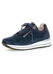 Gabor Damen Keilsneaker "TURIN", Gr. 41, blau, Ziegenveloursleder, sportlich, Schuhe, Freizeitschuh, Halbschuh, Schnürschuh mit leichter Perforierung