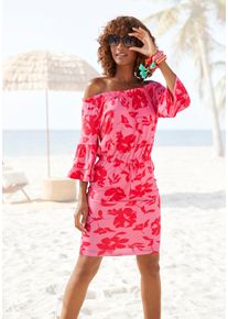 Lascana Damen Minikleidpink rot floral, casual, Gr. 44, geblümt, Single Jersey, Obermaterial: 95% Viskose, 5% Elasthan. Futter: 100% Polyester,