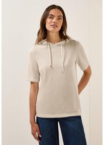 Cecil Damen Kapuzenshirt, beige, casual, Gr. L, unifarben, Web, Obermaterial: 60% Viskose, 40% Polyester, Shirts, mit feiner Struktur