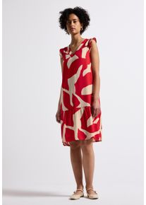 Street One Damen Tunikakleid, rot, casual, Gr. 46, bedruckt, Stoff, 100% Viskose, Kleider, mit Volant am Saum