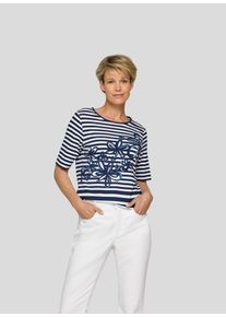 Rabe Damen Rundhalsshirt, blau, casual, Gr. 40, gestreift, bedruckt, Web, Obermaterial: 92% Viskose, 8% Elasthan, Shirts, im Streifen-Design und mit