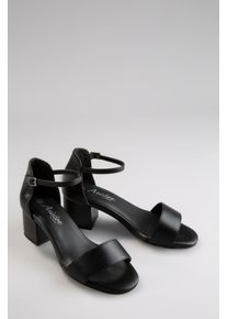 ANISTON SHOES Damen Sandalette, Gr. 39, schwarz, Lederimitat, elegant, Schuhe, Riemchensandale, Festtagsschuh, Sommerschuh in Weite G
