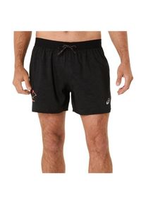asics Fujitrail All Over Print 5 Short Laufshorts Herren (Gr S |schwarz)