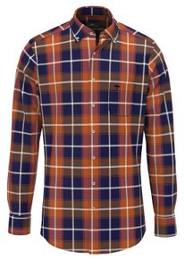 Fynch-Hatton Herren Langarmhemd, orange, casual, Gr. XXXL, kariert, Web, Obermaterial: 100% Baumwolle, Hemden, kariert, mit Botton-Down-Kragen