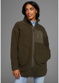 Polarino Damen Fleecejacke, grün, sportlich, Gr. 48, unifarben, Fleece, Obermaterial: 100% Polyester, Jacken, aus Fleece, atmungsaktiv, schnell