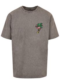 MisterTee Herren T-Shirt "MisterTee Herren Flamingo Acid Washed Heavy Oversize Tee", grau, casual, Gr. S, bedruckt, 100% Baumwolle, Shirts