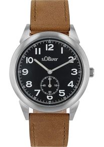 s.Oliver Herren Quarzuhr, braun, Armbanduhren, Armbanduhr, Herrenuhr, Lederarmband, analog