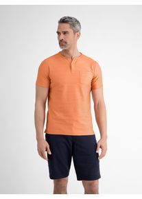 Lerros Herren Kurzarmshirtpale papaya, casual, Gr. XXXL, unifarben, Single Jersey, Obermaterial: 100% Baumwolle, Shirts, mit Serafino-Kragen und