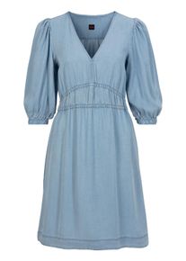 BOSS Orange Damen Blusenkleid "Dezzan Premium Damenmode", blau, feminin, Gr. 38, unifarben, Web, Obermaterial: 100% Lyocell, Kleider, mit Metalllogo