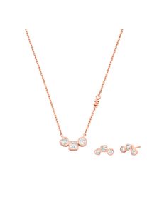 Michael Kors Damen Ohrring und Ketten Set "Schmuckset Multipack Schmuck Edelstahl PREMIUM, MKC1766SET MKC1767SET", rosa, Silber 925 (Sterlingsilber),