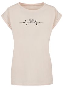 Merchcode Herren T-Shirt "Merchcode Damen Ladies Tennis Beats Extended Shoulder Tee", beige, casual, Gr. XL, bedruckt, 100% Baumwolle, Shirts