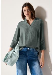 Cecil Damen Schlupfblusebalmy khaki, casual, Gr. XXL, unifarben, Web, Obermaterial: 100% Leinen, Blusen, mit 3/4-Arm und Turn-Up