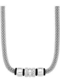 s.Oliver Damen Kette ohne Anhänger "9240128", Edelstahl-Kautschuk, L: 45cm B: 4mm, schwarz-weiß, Edelstahl, Kautschuk, B:4mm, Halsketten, mit